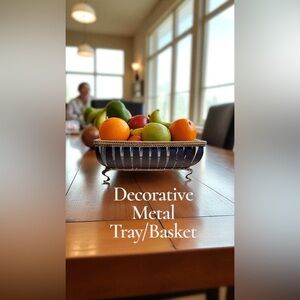 Decorative Black and Gold Metal Tray